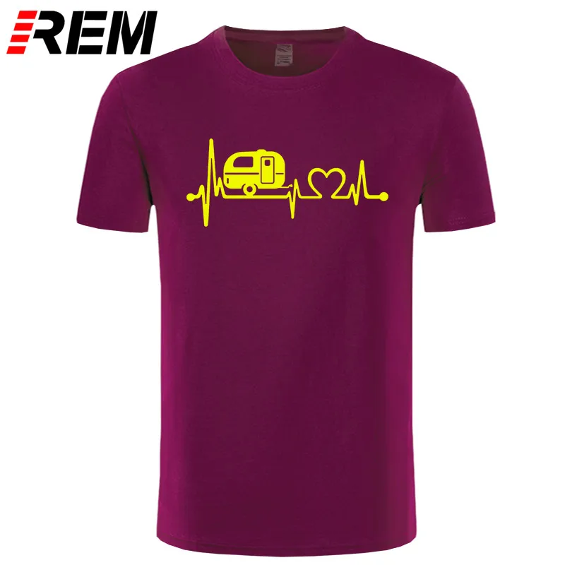 REM, горький кофе, новые летние хлопковые мужские футболки, топы, футболки с короткими рукавами, Camper, для путешествий, Hiker, Camper, Heartbeat, футболка - Цвет: maroon yellow