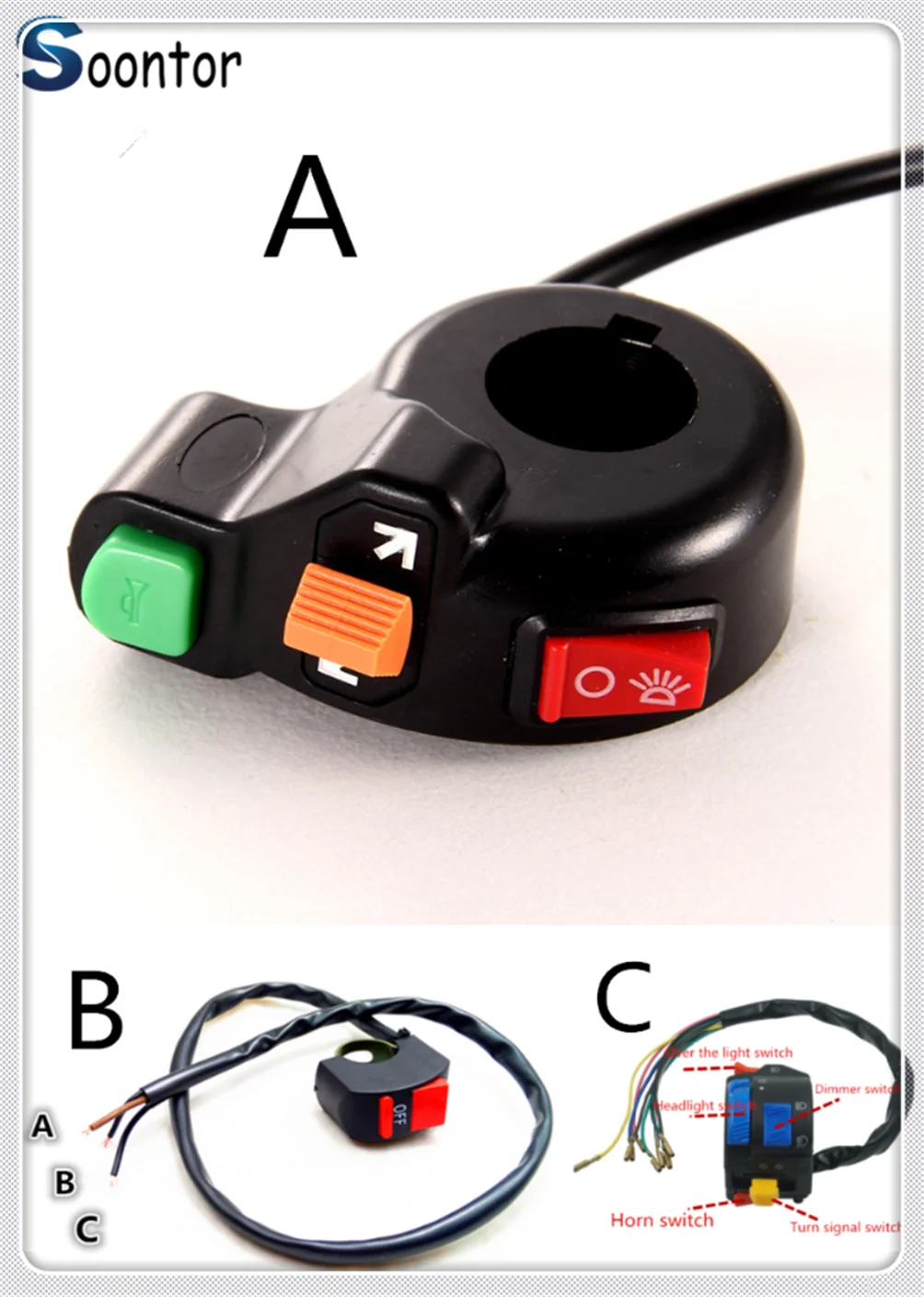 Переключатель Рог поворотники On/Off светильник 12V мотоцикл niversal Обувь для езды на