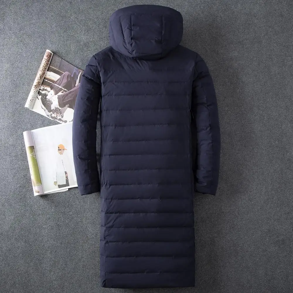 Мужская Ультралегкая длинная пуховая куртка белая с капюшоном Chaqueta 2019|Мужские