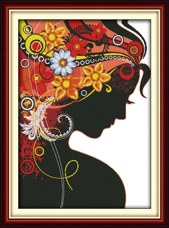 

Flower woman(2) cross stitch kit people 18ct 14ct 11ct count print canvas stitches embroidery DIY handmade needlework