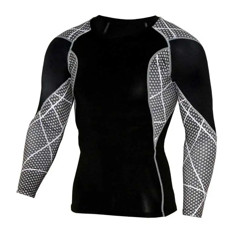 

Men Workout GYM Fitness Tops Long Tee Sport Run Yoga Train Pro Quick Dry Compression Exercise Muslce Bodybuilding T Shirt S88