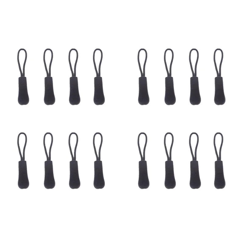 Молния тяга Съемник конец фиксатор молния кордбрейк Пряжка дорожная сумка чемодан одежда палатка рюкзак Tab сменный зажим Fit веревочная бирка - Цвет: 16Pcs Black