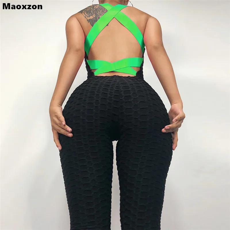 Maoxzon сексуальная крест накрест спинки Bodycon бинты Комбинезоны женские комбинезоны