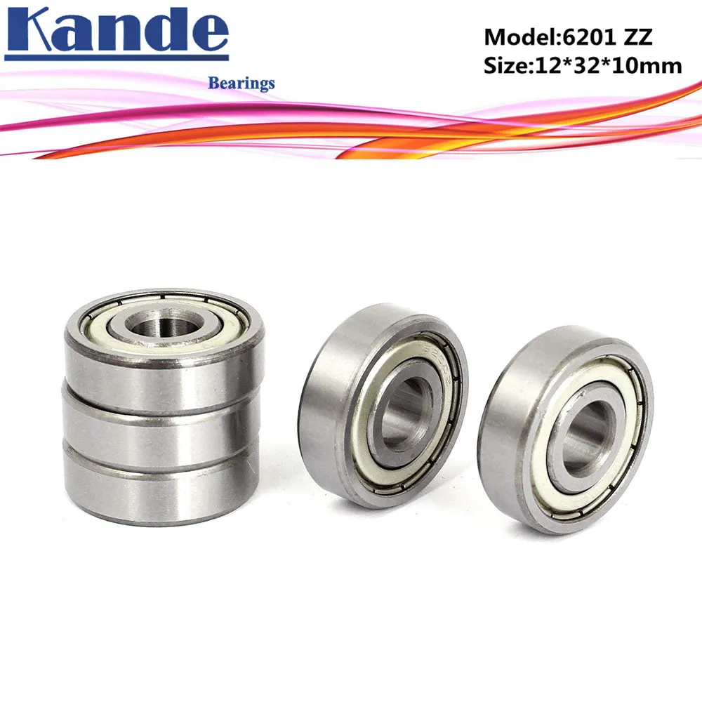 Kande 6201ZZ 10 шт. Однорядный шариковый подшипник с глубоким желобом 6201 2Z 12x32x10 мм
