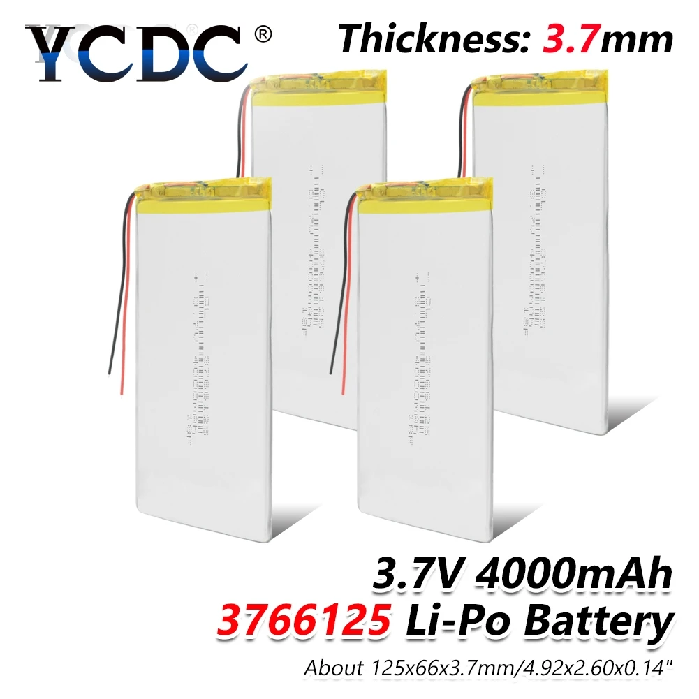 1/2/4 шт 3 7 V 4000mAh литий полимерный аккумулятор Батарея 3766125 DVD планшет gps
