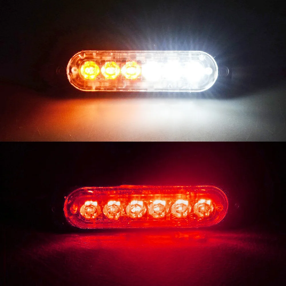 6 LED Red and White Car Strobe Light Bar 12V Emergency Dash Flashing 3W high power Warning Lamp | Автомобили и мотоциклы