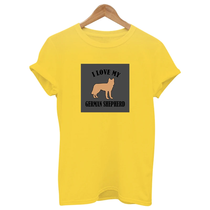 Женская футболка с принтом i love my german shepherd dog Повседневная хлопковая хипстерская