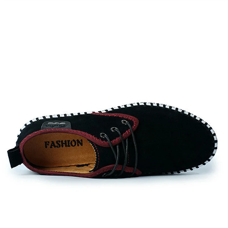 Eagsouni Brand Fashion Men Genuine Leather Shoes High Quality Cow Suede-Oxfords Sneaker Real Mens Flat Big Size | Обувь