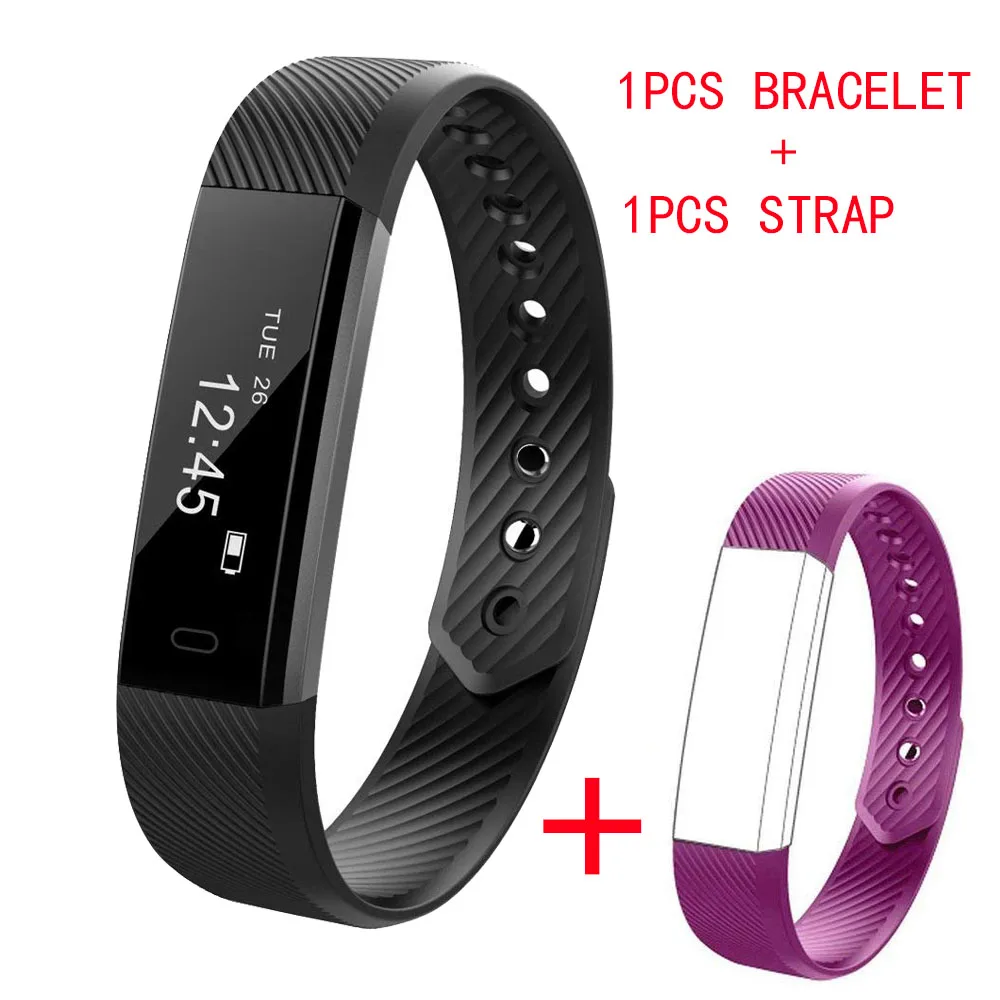 Add Purple Strap ID115HR смарт-браслет, часы для женщин, мужчин, детей, умный браслет с заменой на мужской т-ремешок, фитнес-часы для iPhone, Android, телефона - Цвет: Add Purple Strap