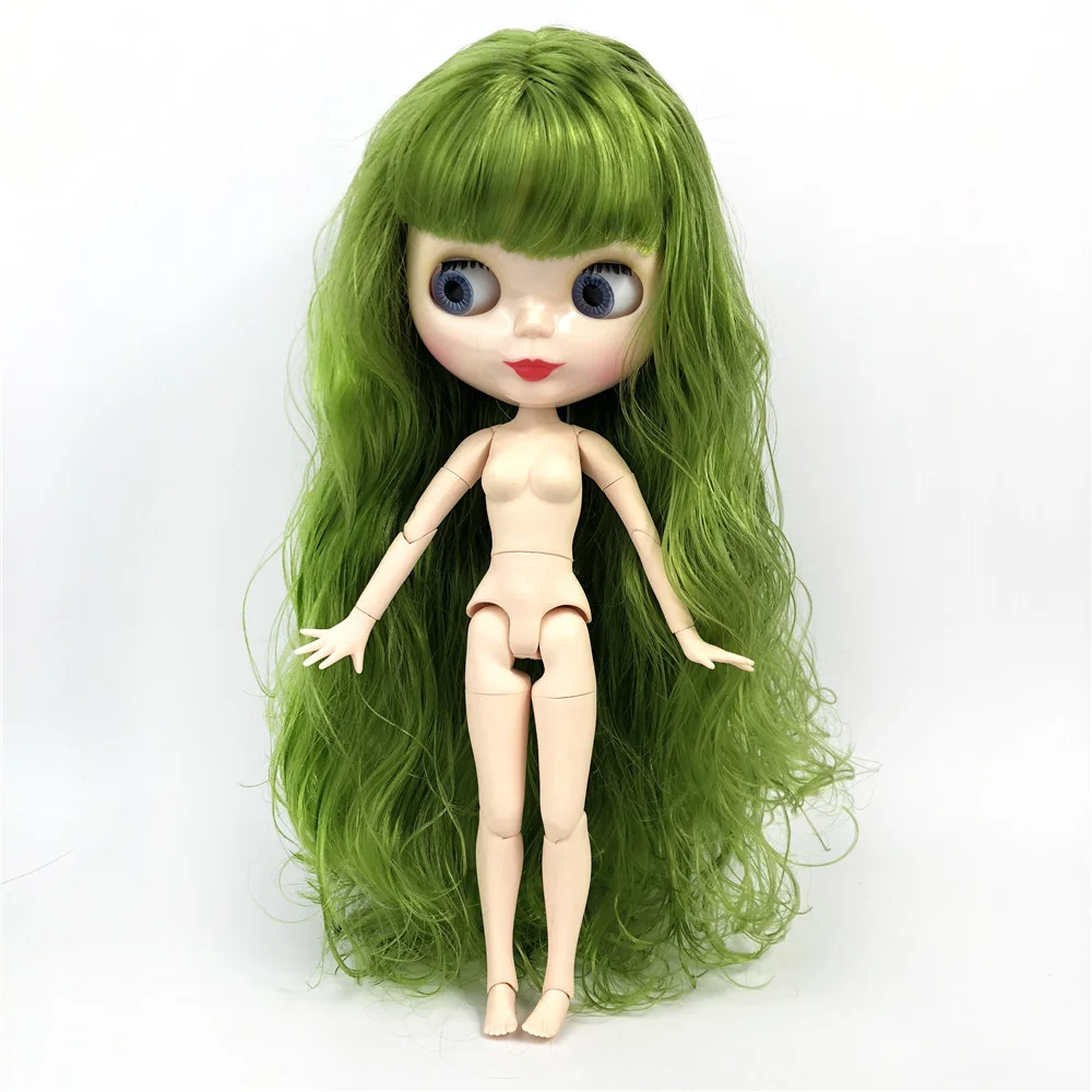 Фабричная кукла Blyth блестящие зеленые волнистые волосы белая кожа куклы