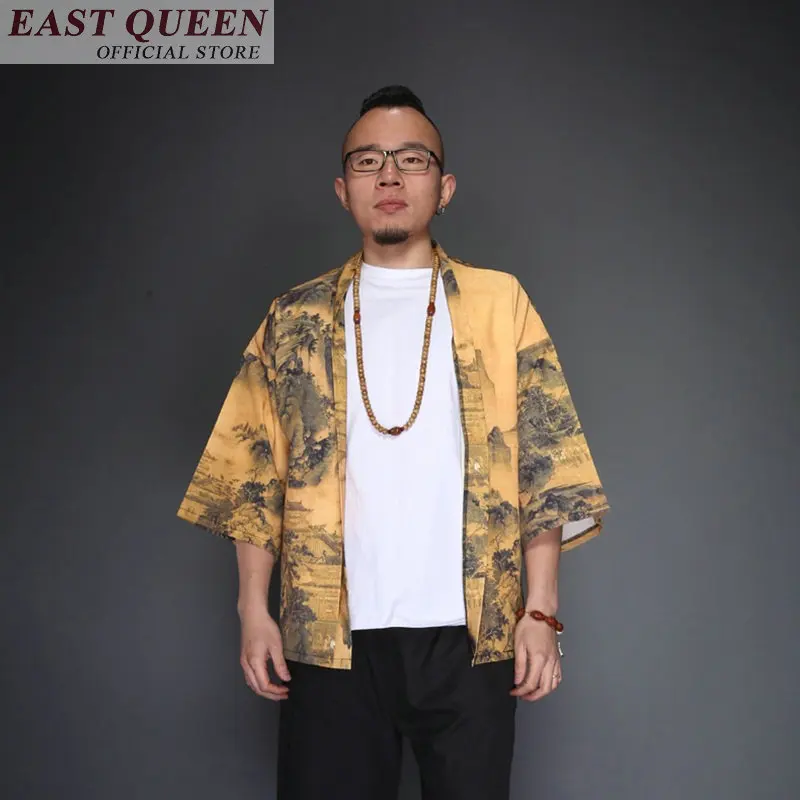 Японское кимоно yukata kimino haori кардиган мужской kimino халат для мужчин черный принт японский Топ Haori Япония Одежда FF376 A