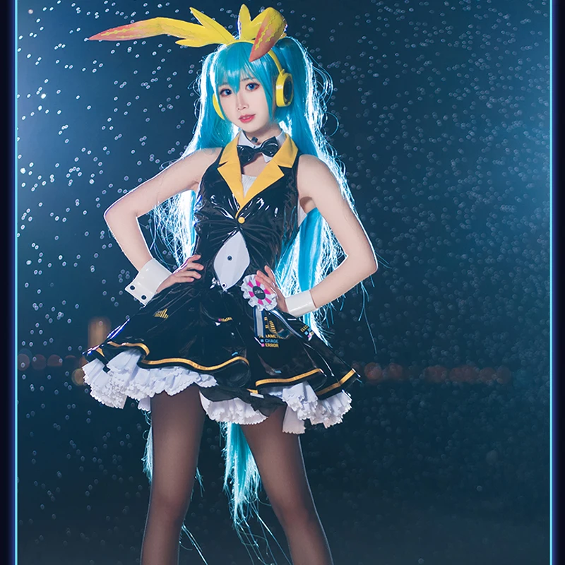 CosplayLove Vocaloid Miku Bunny Girl Косплей Костюм Черное платье для женщин Хэллоуин