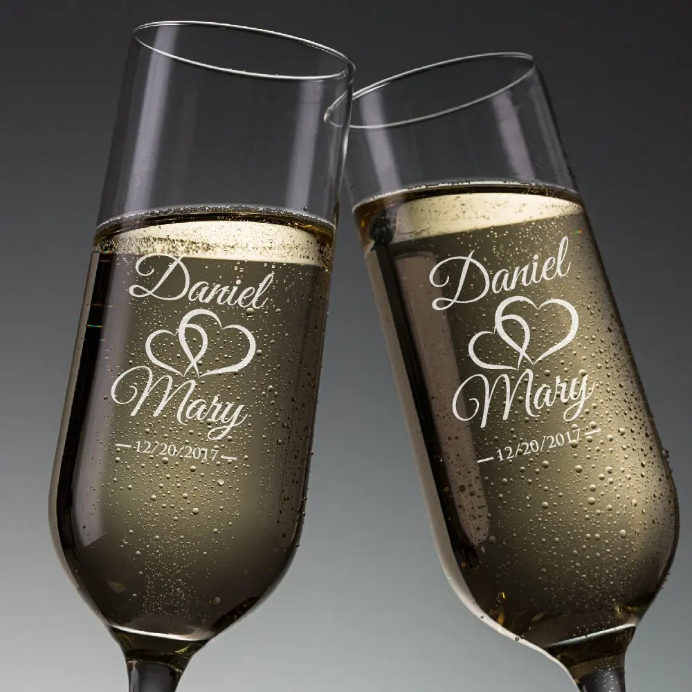 

2 PCS /Set Crystal Wedding Toasting Champagne Flutes Glasses Drink Cup Party Marriage Wine Decoration Cups For Parties Gift box