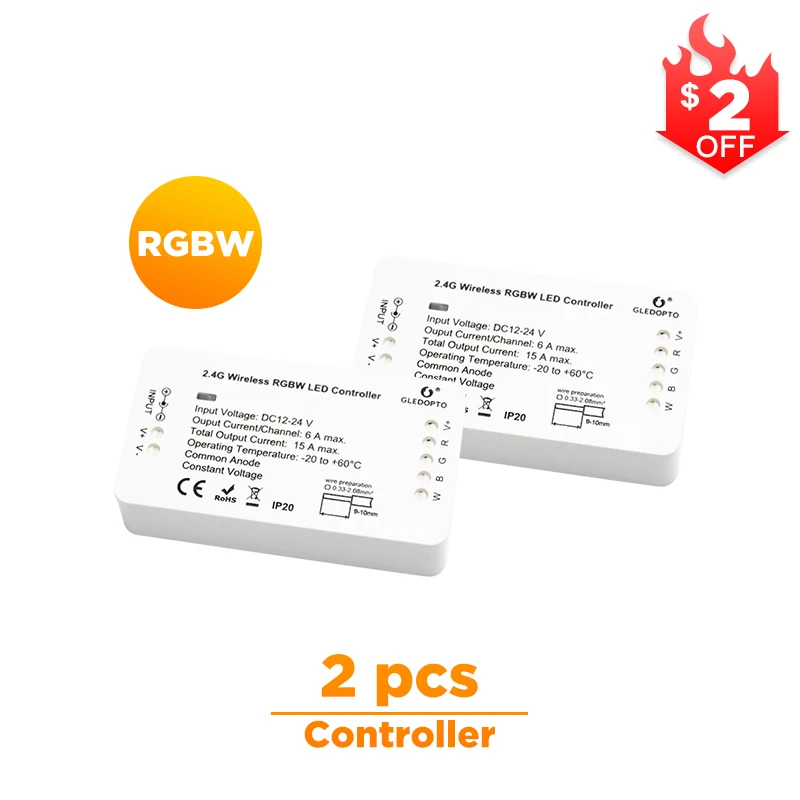 2 pcs RGBW G светодиодный контроллер OPTO ZIGBEE zll RGBW светодиодный контроллер rgb диммер умное управление приложением работа с ZigBee3.0 и многими шлюзами - Цвет: 2 pcs RGBW