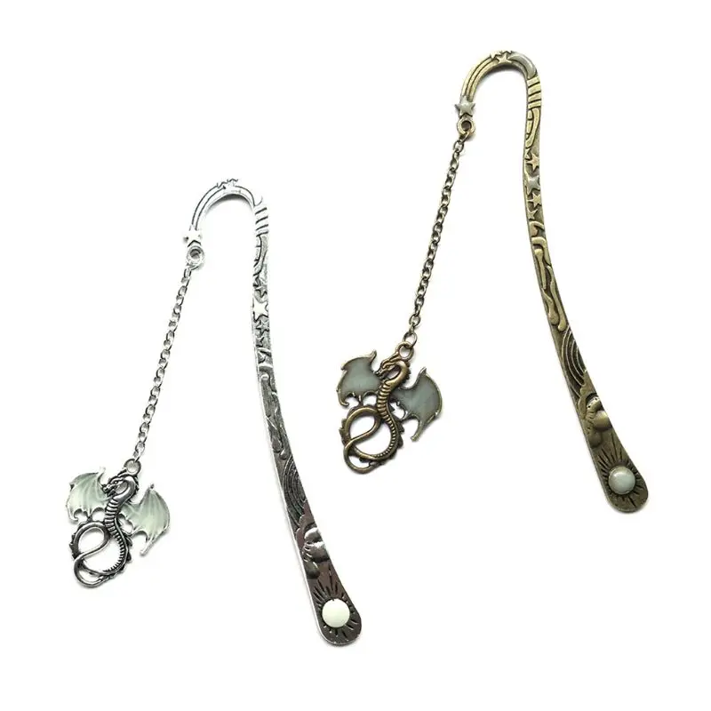 Vintage Metal Bookmark Pterosaur Pendant Handsome Beautiful Hairpin Sun And Moon Stars Grain Double Color Optional | Канцтовары для