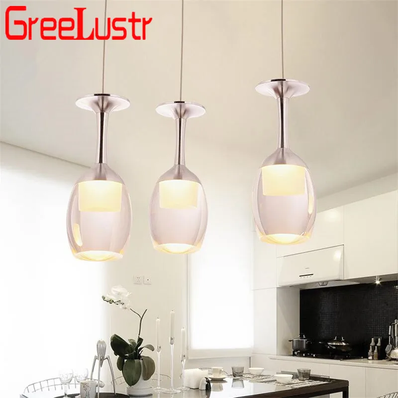 

Home Deco Wine Glass Led Pendant Lamps Loft Chandeliers Hanging Lamp for Bar Kitchen Indoor Light Lustre Industrial Lighting Dec