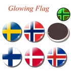 Светящийся магнит на холодильник, страны, флаг Норвегии (Финляндия, Швеция, Норвегия, Исландия, Дания), светящийся дорожный магнит на холодильник 30 мм