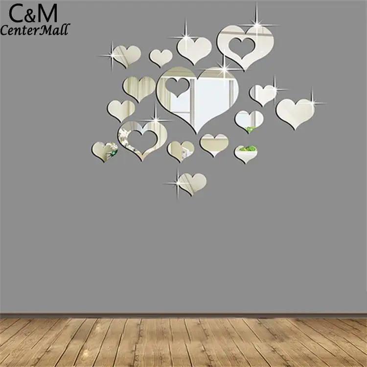 3D наклейки Горячие DIY 16 шт декоративные зеркальные пластиковые серебряные