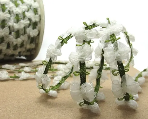 2 ярда тканая лента Rococo с розовым светильник бым цветком из шифона | Декоративная