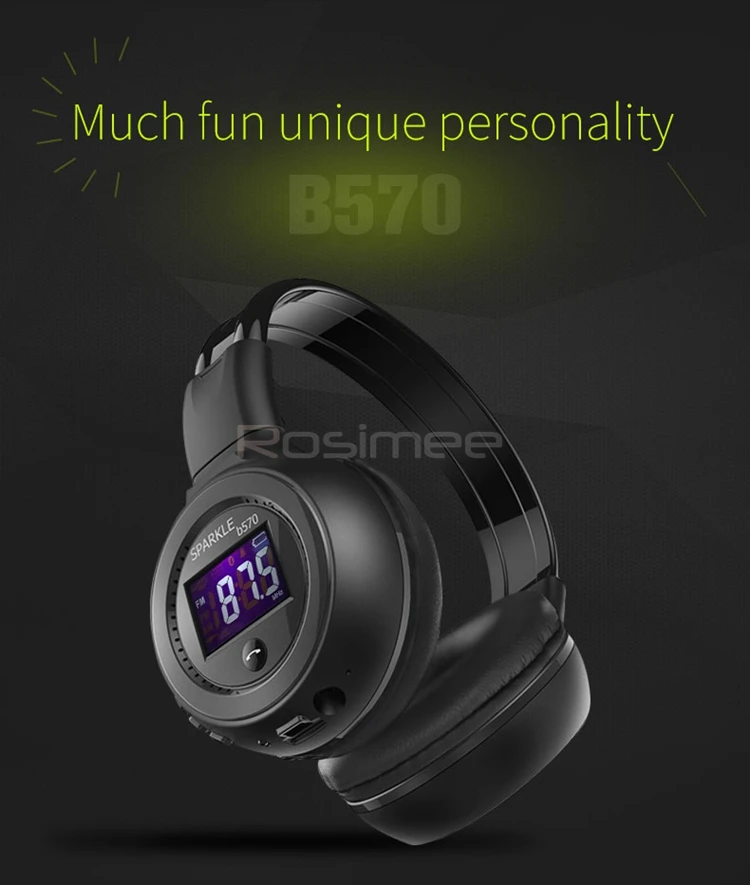 ZEALOT B570, Bluetooth гарнитура с глубоким басом, FM радио, Hi-Fi, шумоподавление, беспроводные стерео музыкальные наушники с микрофоном, светодиодный экран