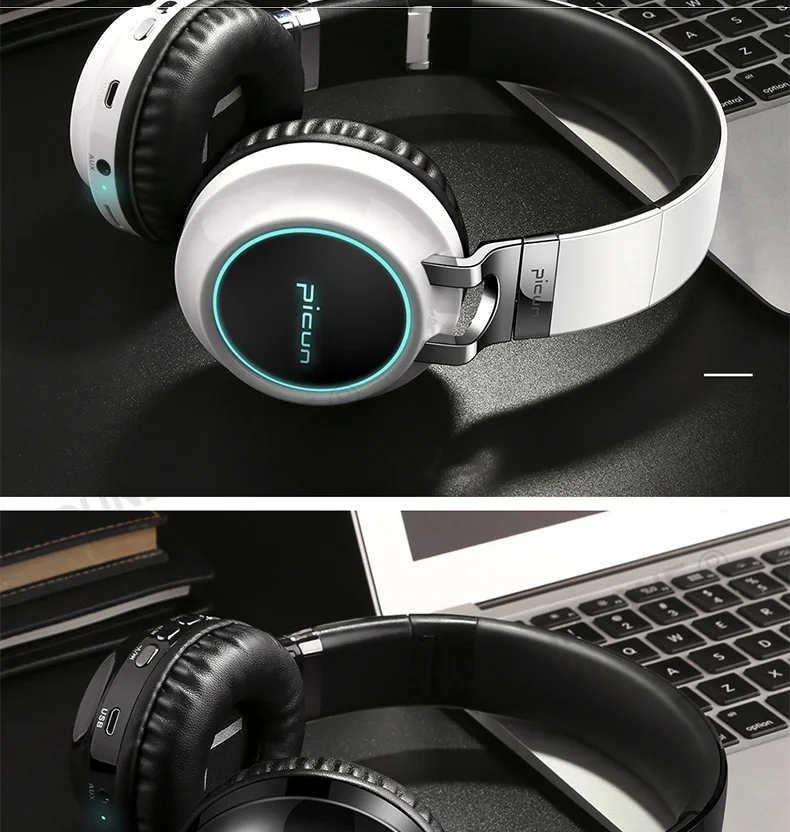 Светящиеся стерео шлем Аудио Bluetooth наушники беспроводные большие наушники спортивные наушники микрофон светодиодный свет TF FM для ПК телефона