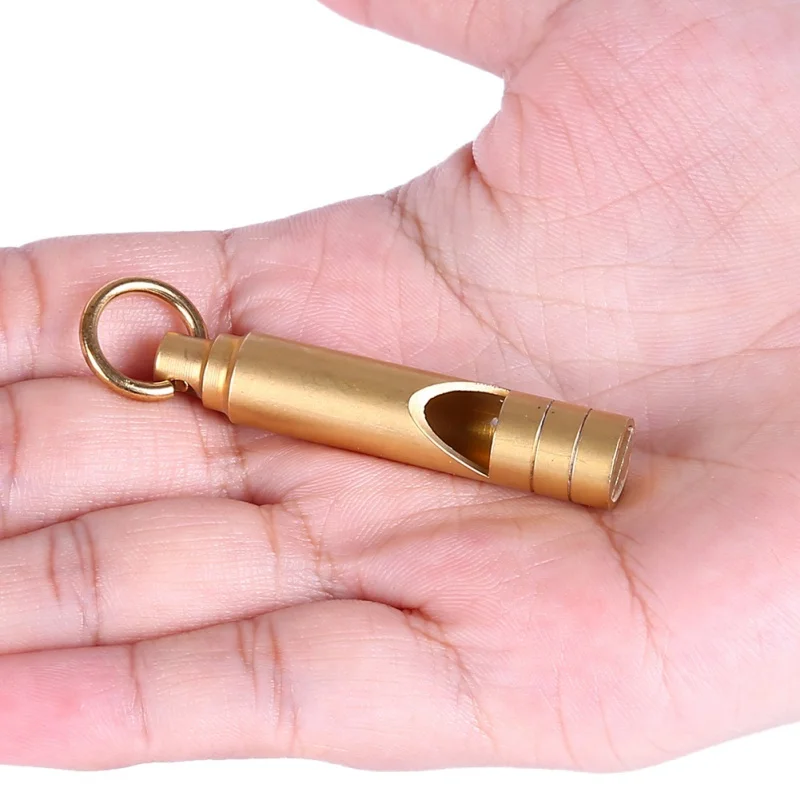 Хорошо! Наружный 10 мм латунный аварийный спасательный свисток брелок для