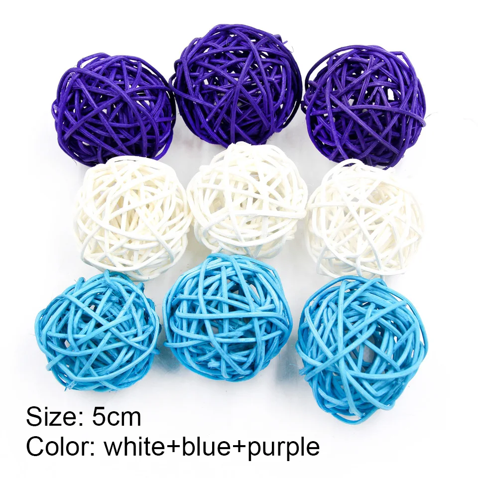 Ball whitebluepurple 10 20 красочный ротанговый шар DIY Комбинация Светодиодный светильник креативная Свадьба Рождество День Рождения Вечеринка наружные украшения для дома - Цвет: Ball whitebluepurple