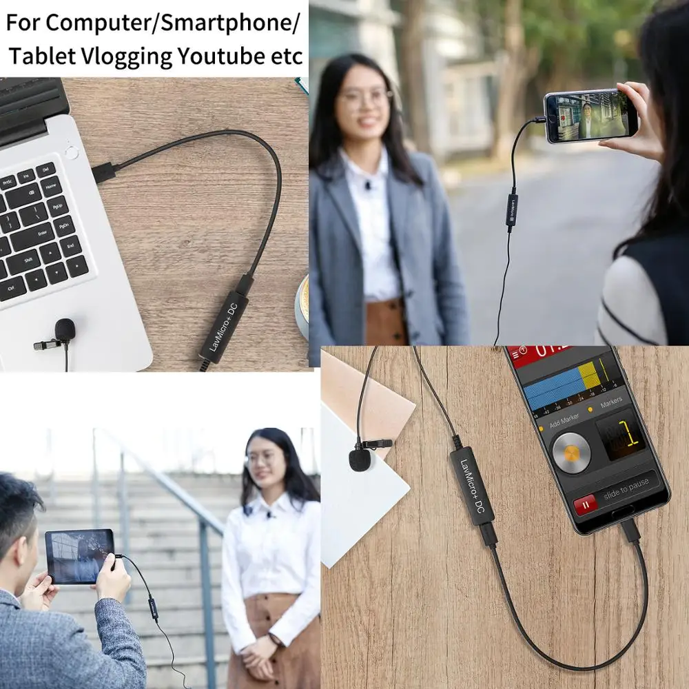 Saramonic LavMicro+ DC качество вещания петличный микрофон с контролем и входным управлением для компьютера тип-c IOS смартфон камера