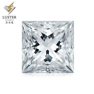 DEF color Forever solitaire brilliant white color moissanites 3*3~8*8mm Princess Cut square synthetic - Цвет: DEF color