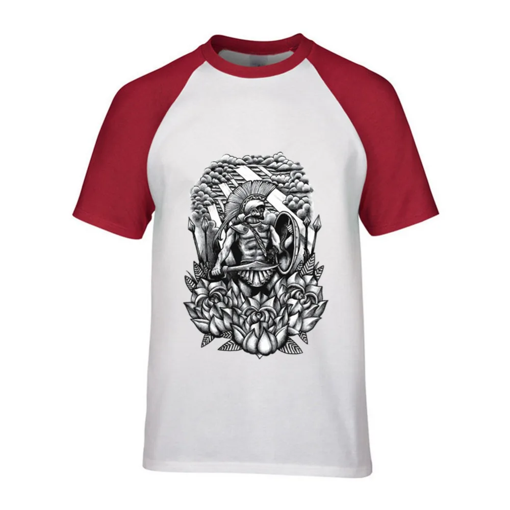 Spartan Soldier and Roses Мужская футболка с принтом брендовая одежда для мальчиков 100%