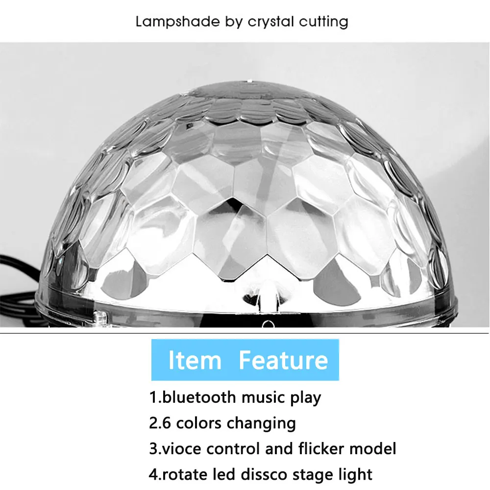 

6 Colors Blurtooth Crystal Magic Ball Led Stage Light Sound Control DMX Lumiere Laser Disco Light for Party Home Bar KTV Decor
