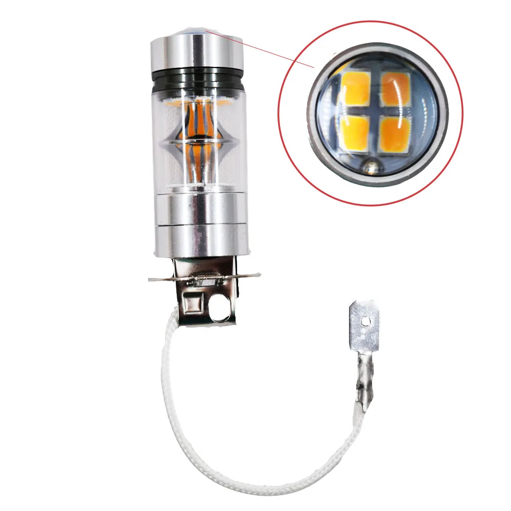 2x H3 100 Вт высокой мощности 2835 20SMD светодиодный желтый противотуманный DRL