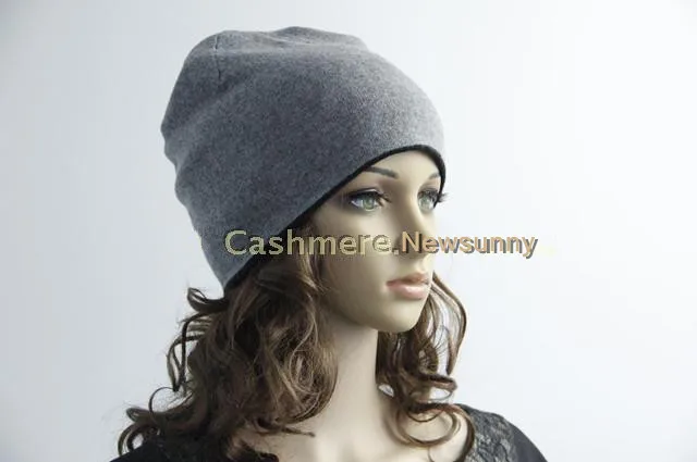 double face color 2ply 100%goat cashmere fashion hats caps thicken beanies for winter EU/M(56-58cm)