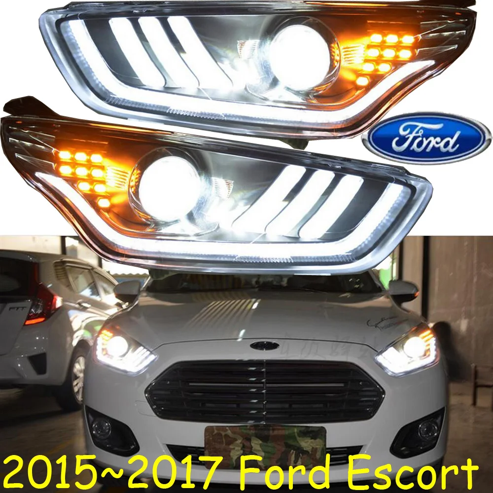 

Автомобильный бампер фары для Ford Escort головсветильник 2015 ~ 2017y светодиодный ные DRL автомобильные аксессуары HID xenon Escort противотумансветильник