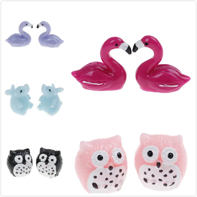 2 шт. милые совы животные смолы миниатюрные фигурки для изготовления бонсай