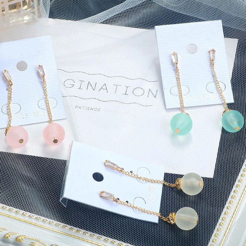 Korea Temperament Scrub Ball Metal Long Pendant Earrings Simple Trends Joker Fresh Fashion Women Jewelry Gifts | Украшения и