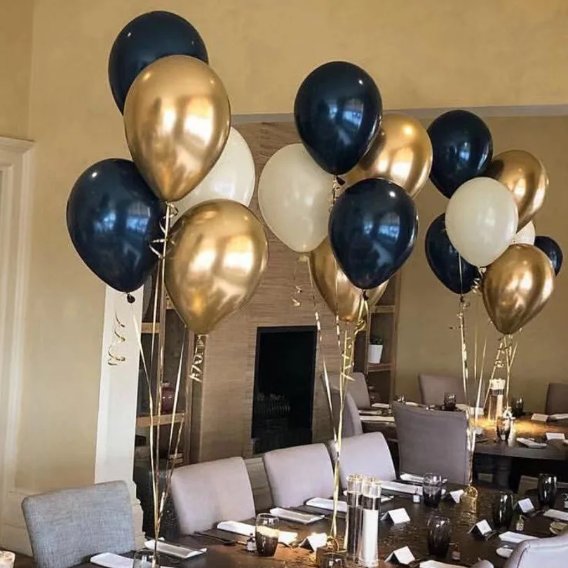 15 шт. световой синие шары с Золотой хром звезда прозрачные латексные Globos для