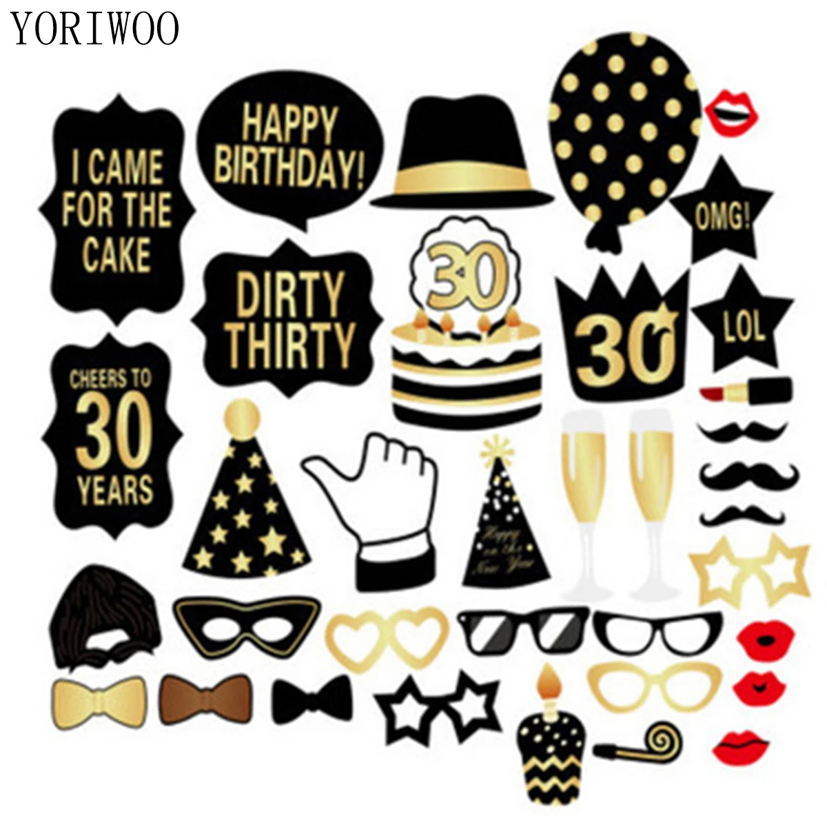 Yoriwoo взрослых 30TH на день рождения Photo Booth Реквизит счастливые 30 лет День украшения