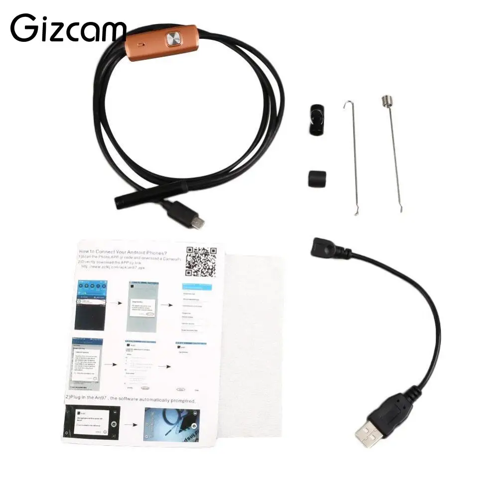 Gizcam 7 мм объектив 1 м жесткий кабель Android OTG USB телефон эндоскоп IP67