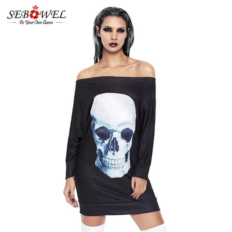 SEBOWEL в готическом стиле на Хеллоуин мини платье сексуальное с открытыми плечами