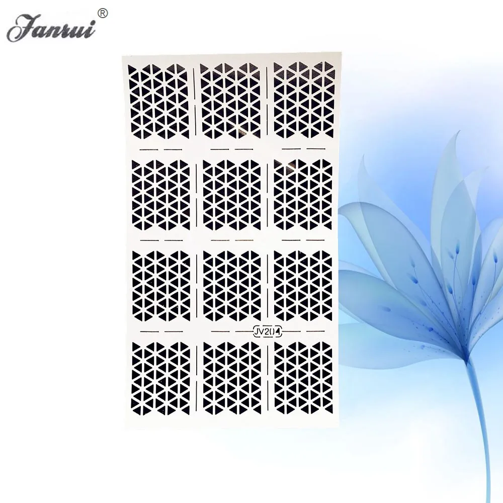 Белые геометрические треугольные выдолбленные маникюрные 3D наклейки для ногтей