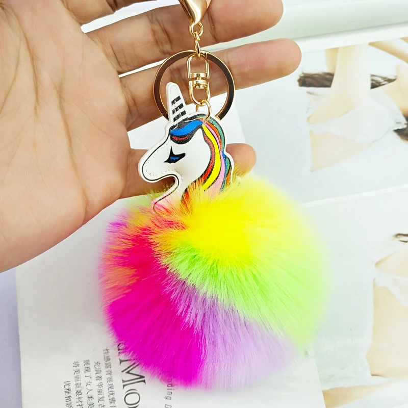 Счастливый Единорог Покемон Брелоки для ключей ручной работы помпон пушистый