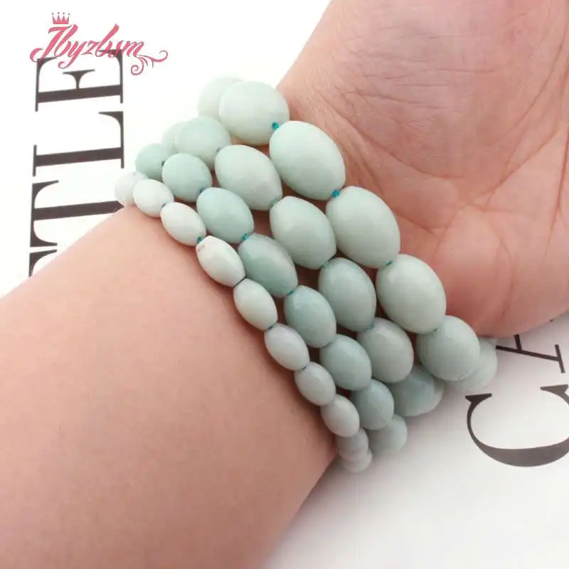 

6x9mm 8x12mm Olivary Smooth Green Natural Amazonite Natural Stone Loose Beads For Jewelry Making DIY 15" Free Shipping Wholesale
