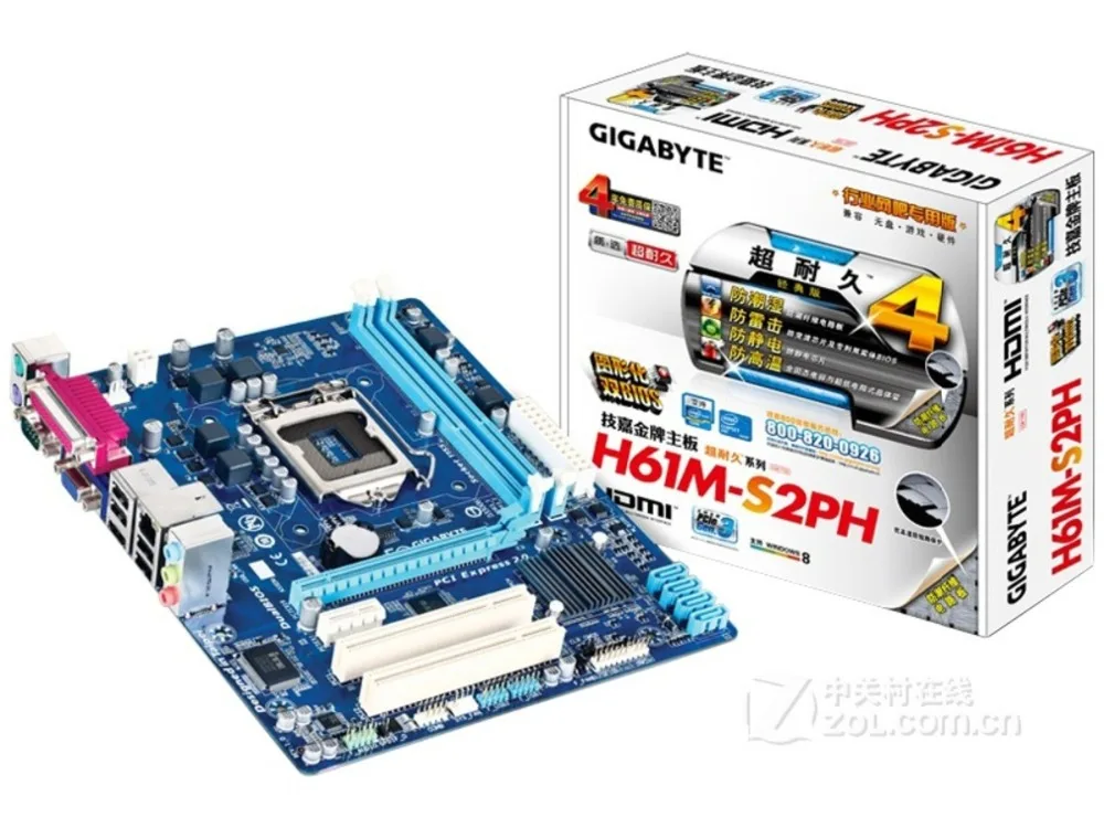 Новинка, десктопная Материнская плата GIGABYTE H61 LGA 1155 i3 i5 i7 DDR3 16 ГБ