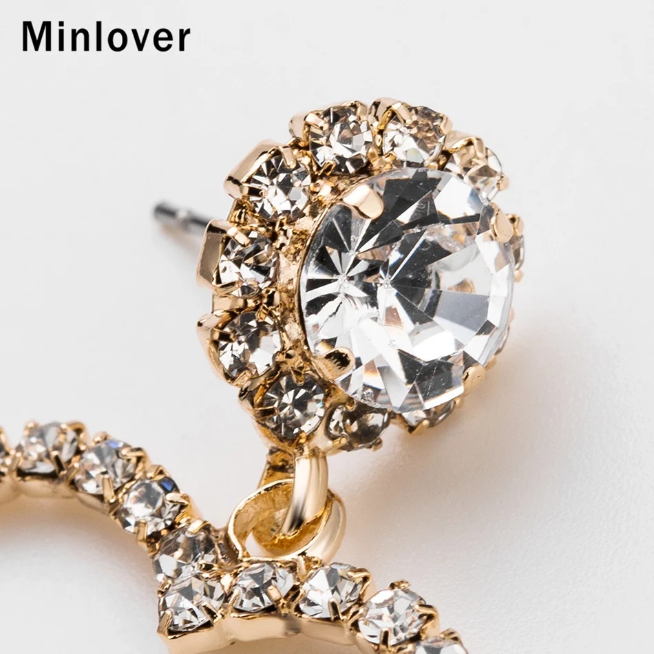 Minlover, серебряные/Золотые Кристальные Свадебные Висячие серьги для женщин, стразы, сердце, большая кисточка, висячие серьги, ювелирное изделие MEH1602