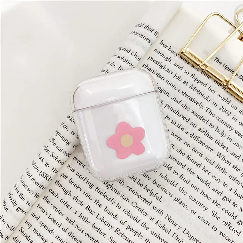 Цветочный чехол для Airpods мультфильм Прозрачный Футляр для AirPods гарнитура беспроводной Bluetooth Чехлы для Airpods Защитная крышка