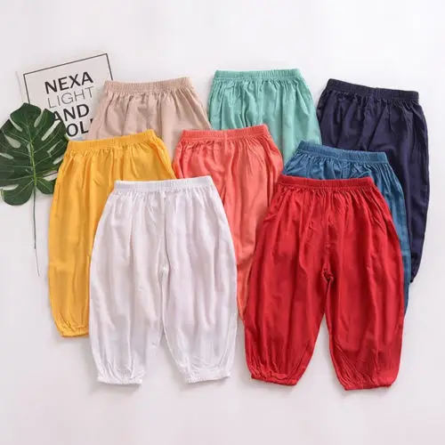 Хлопковые длинные штаны шаровары для маленьких девочек летние повседневные