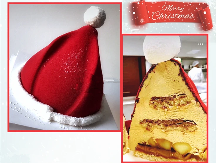 Big Size Christmas Hat Silicone Mold Making Cake Decorating Tools Bakeware French Dessert Mousse Cupcake | Дом и сад