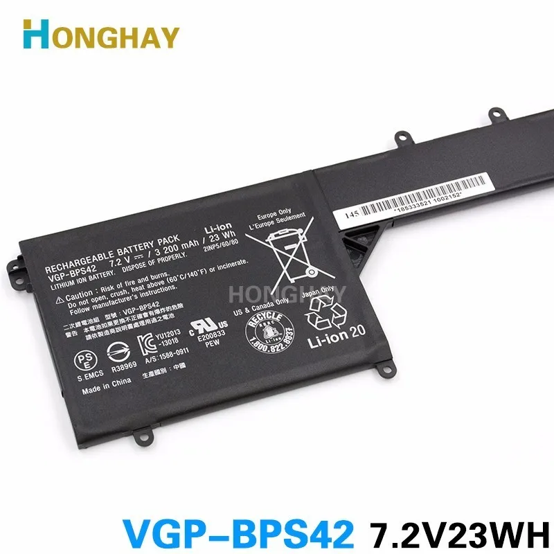 Оригинальный аккумулятор HONGHAY bps42 для ноутбука 11A SVF11N14SCP SVF11N15SCP SVF11N18CW 7 2 В 23 Вт/ч |
