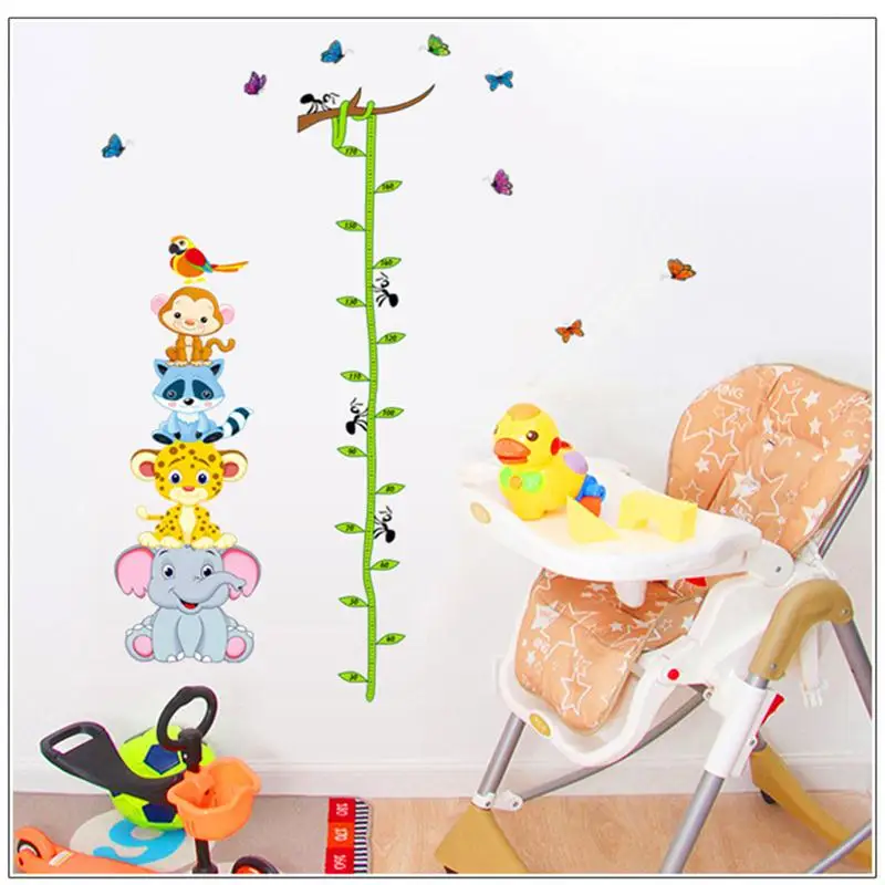 

Animal Monkey Elephant Lion children height measure growth chart decal wall sticker kid room nursery kindergarten Room Decor
